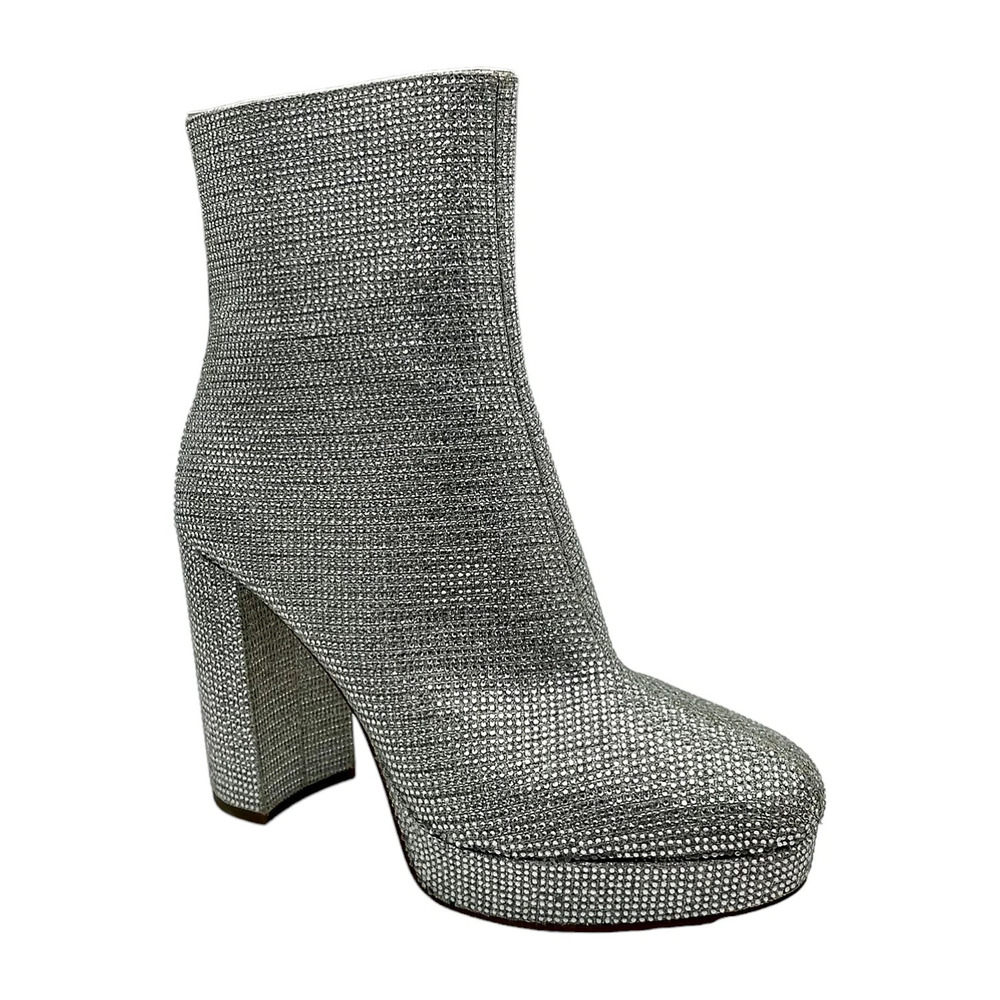 Michael Kors Women's Joanna Crystal Embellished Platform Boot Silver - Medium